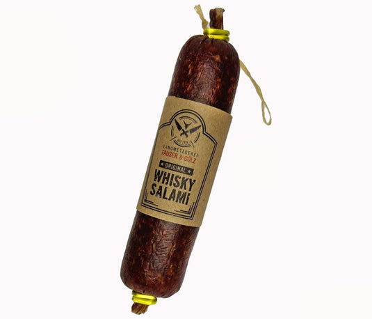 Original WHISKY SALAMI | 130 Gramm | eigene Herstellung | Männergeschenk | mit schottischem Single Malt Whisky