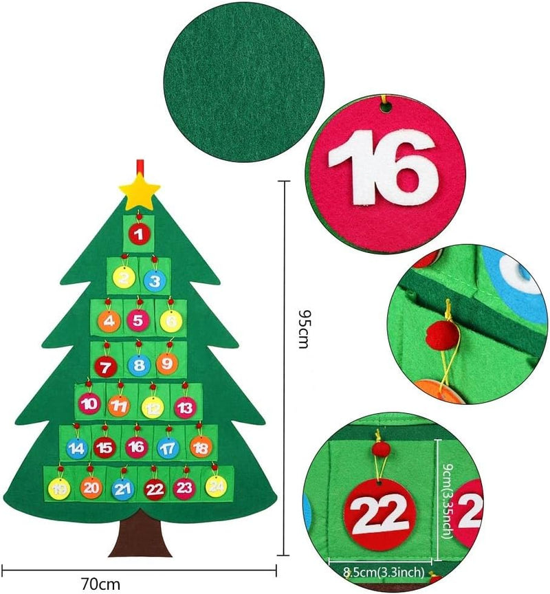 Laden Sie das Bild in Galerie -Viewer, Bunter ADVENTSKALENDER aus Filz | zum selbst Befüllen | Weihnachtskalender | 70x95cm | Christbaum |
