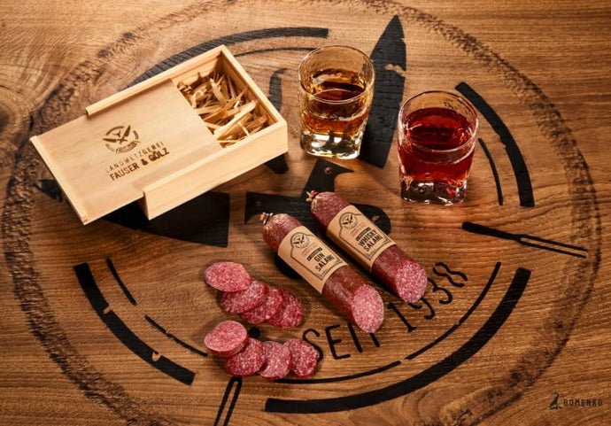 Original WHISKY SALAMI | 130 Gramm | eigene Herstellung | Männergeschenk | mit schottischem Single Malt Whisky