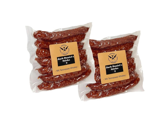 Original JACKY STICKS mit Tennessee Whisky | 180 Gramm 7 Salami-Stangen | eigene Herstellung | Männergeschenk | Pfefferbeißer | Rauchpeitschen