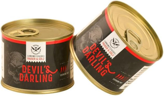 Original DEVIL'S DARLING Schärfegrad 5 Doppelpack | 2x 190g | scharfe Lyoner | Dosenwurst | Wurst mit Chilli Carolina Reaper