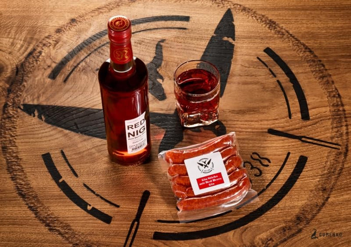 Original GIN STICKS Räucherwurst Doppelpack | 240 Gramm 10 Stück | eigene Herstellung | Männergeschenk | Pfefferbeißer | Rauchpeitschen