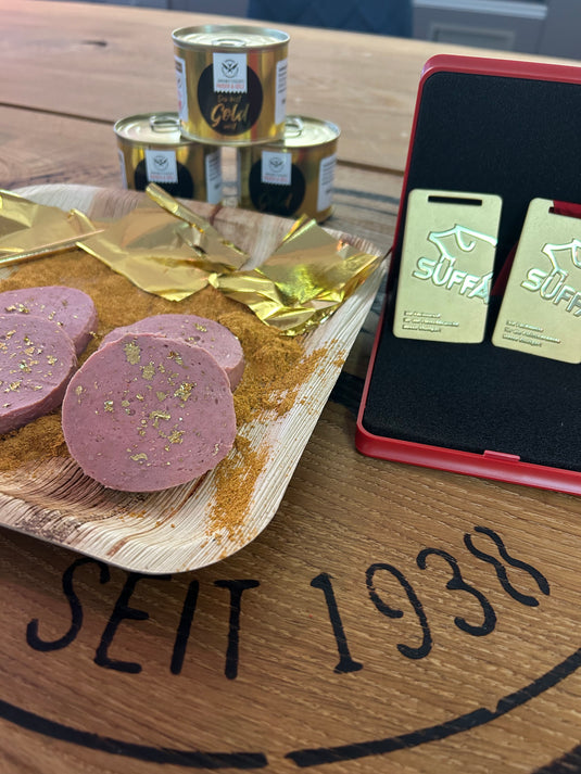 Gold Lyoner Wurst | 100% Rindfleisch  | 195 Gramm | eigene Herstellung | perfekt als Geschenk für die Besten geeignet