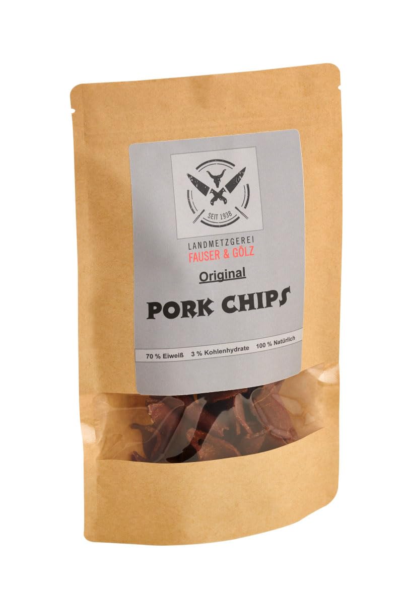 Laden Sie das Bild in Galerie -Viewer, Original PORK CHIPS Trockenfleisch-Chips | 70% Eiweiß | Sport Snack | für Low Carb und Keto Ernährung | ohne Zusätze | Jerkey | Topping für Salat und Suppe
